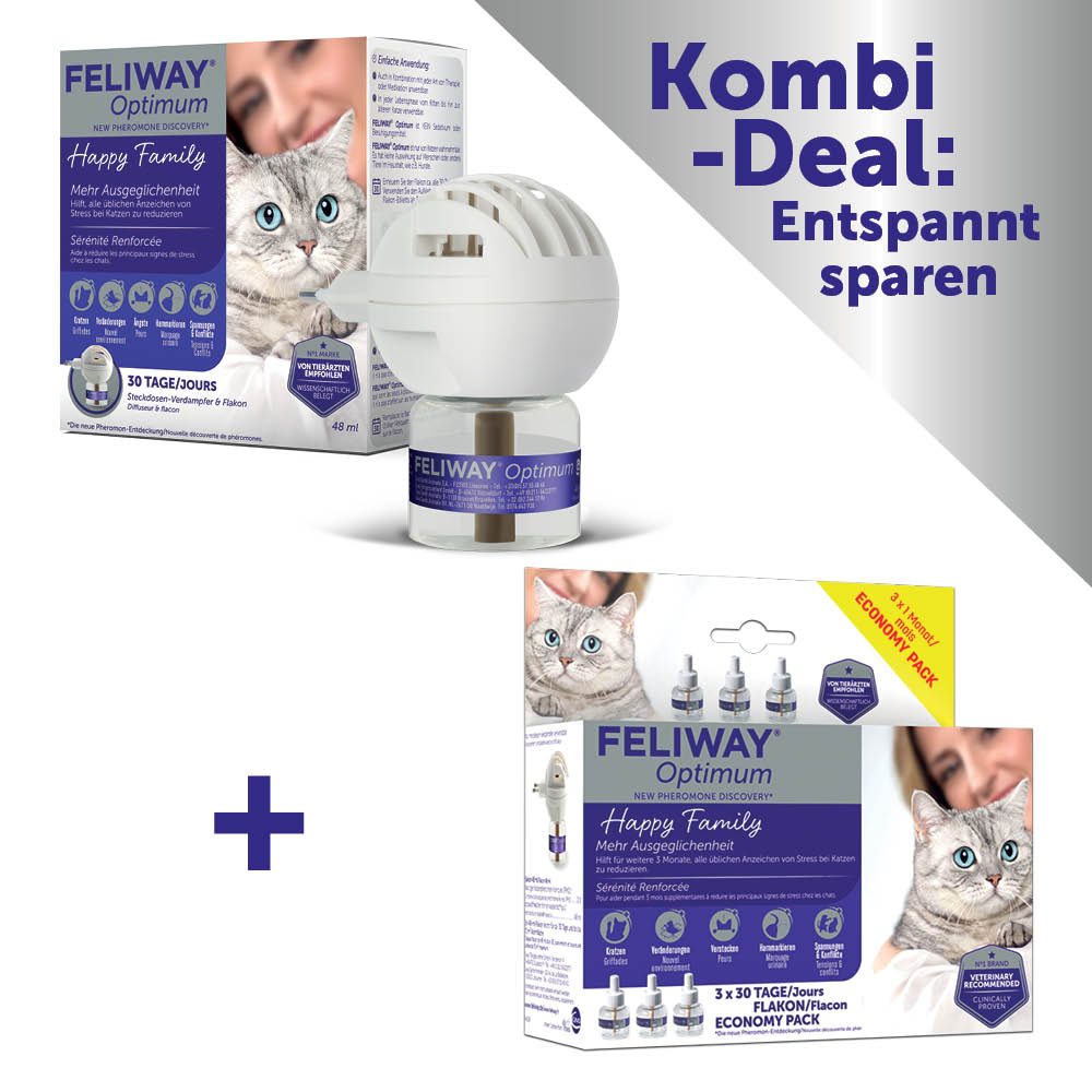 Kombi Deal FELIWAY Optimum und FELIWAY Optimum Nachfüller 3er Vorteilspack